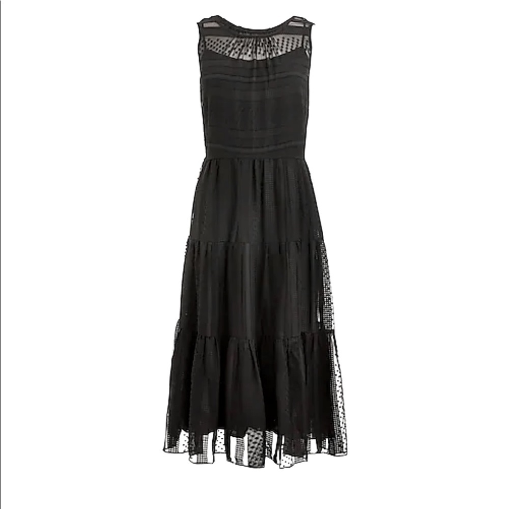 NWT J.Crew Tiered midi dress in striped clip dot